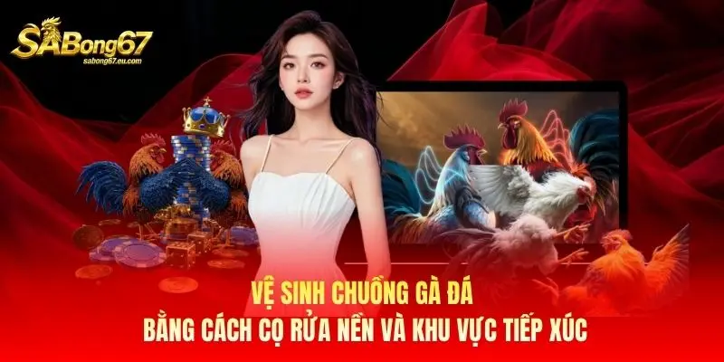Vệ sinh chuồng gà đá bằng cách cọ rửa nền và khu vực tiếp xúc Vệ sinh chuồng gà đá bằng cách cọ rửa nền và khu vực tiếp xúc